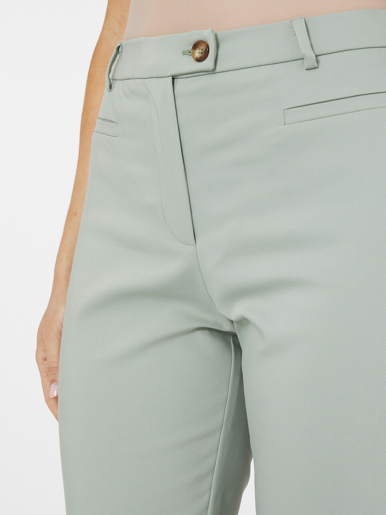 Compact cotton slim trousers image number 5