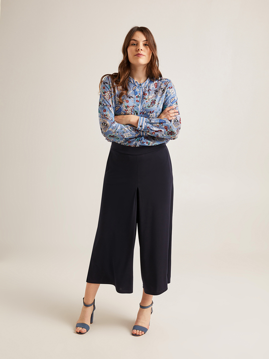 Elenamiro: Cropped-Hose aus Jersey Blau_1