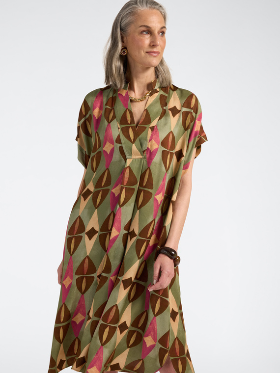 Midikleid aus bedruckter Viskose