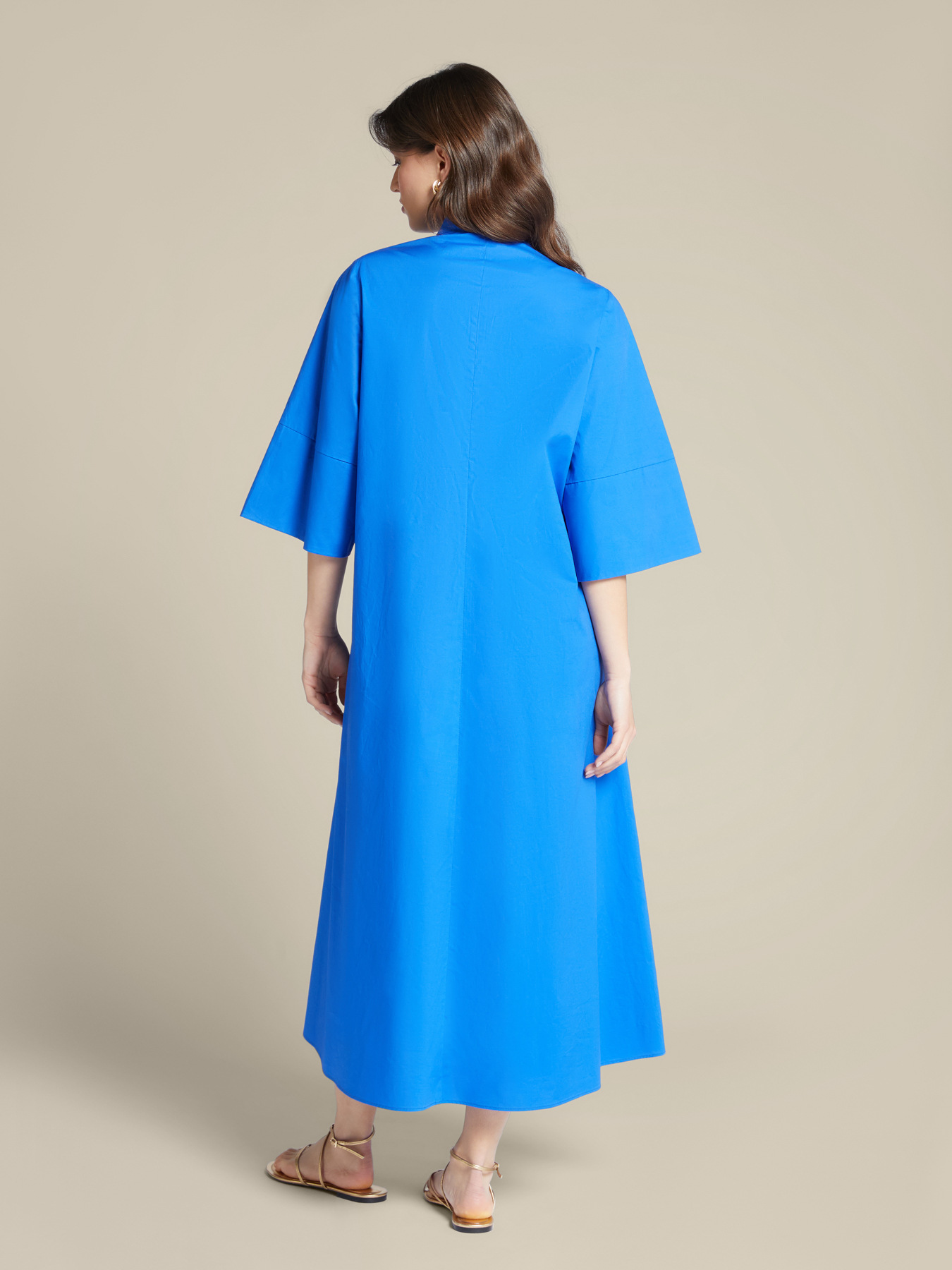 Vestido comprido em A de algod&atilde;o image number 1