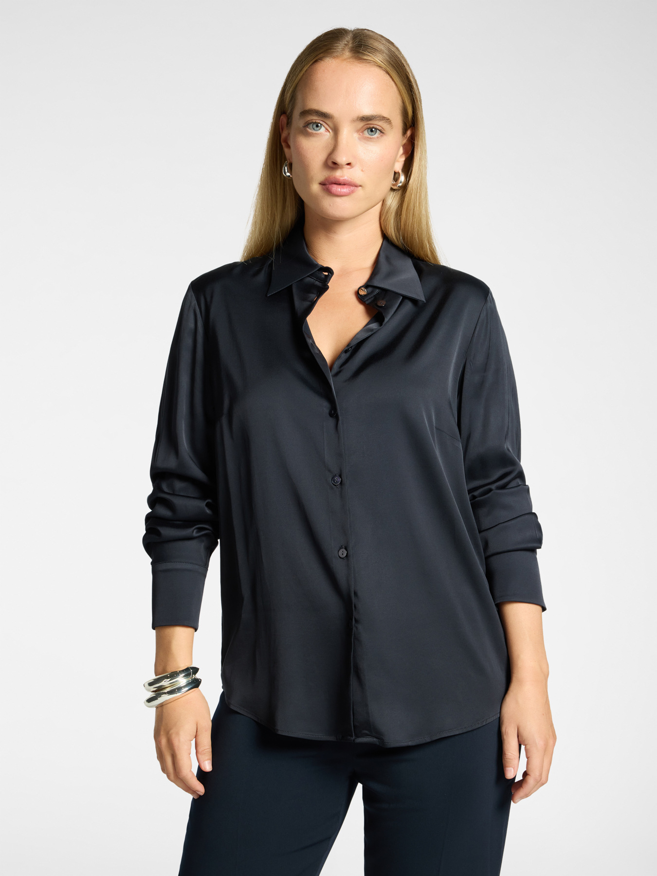 Camicia in raso stretch image number 0