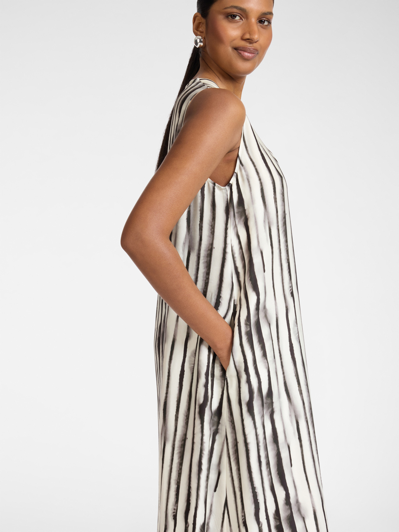 A-line printed satin dress image number 3