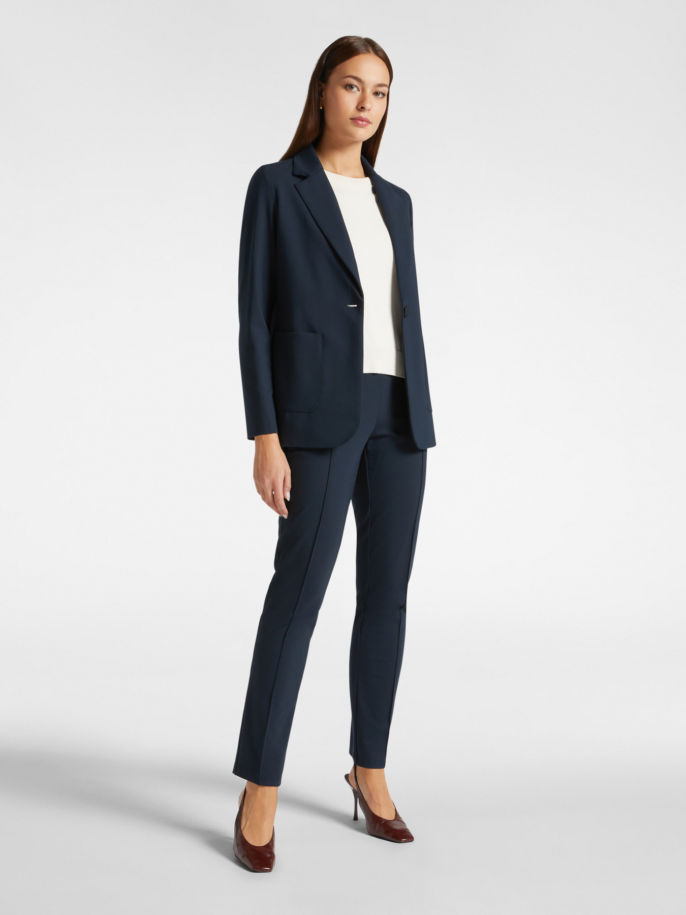 Pantalon coupe slim en point de Milan image number 0