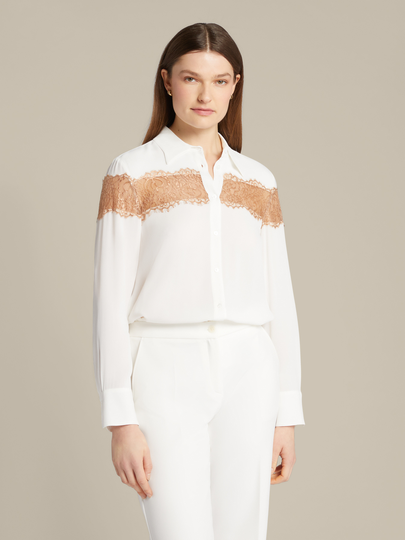 Shirt with lace trim image number 0