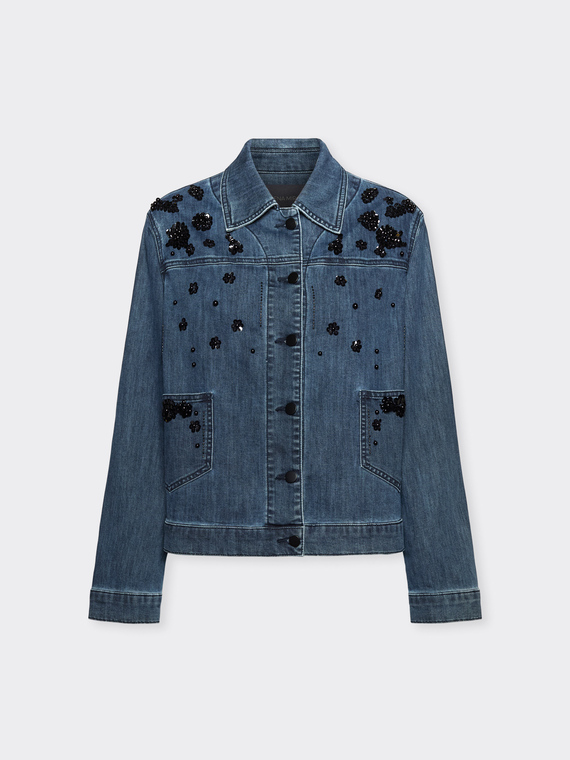 Veste boxy en denim avec broderies