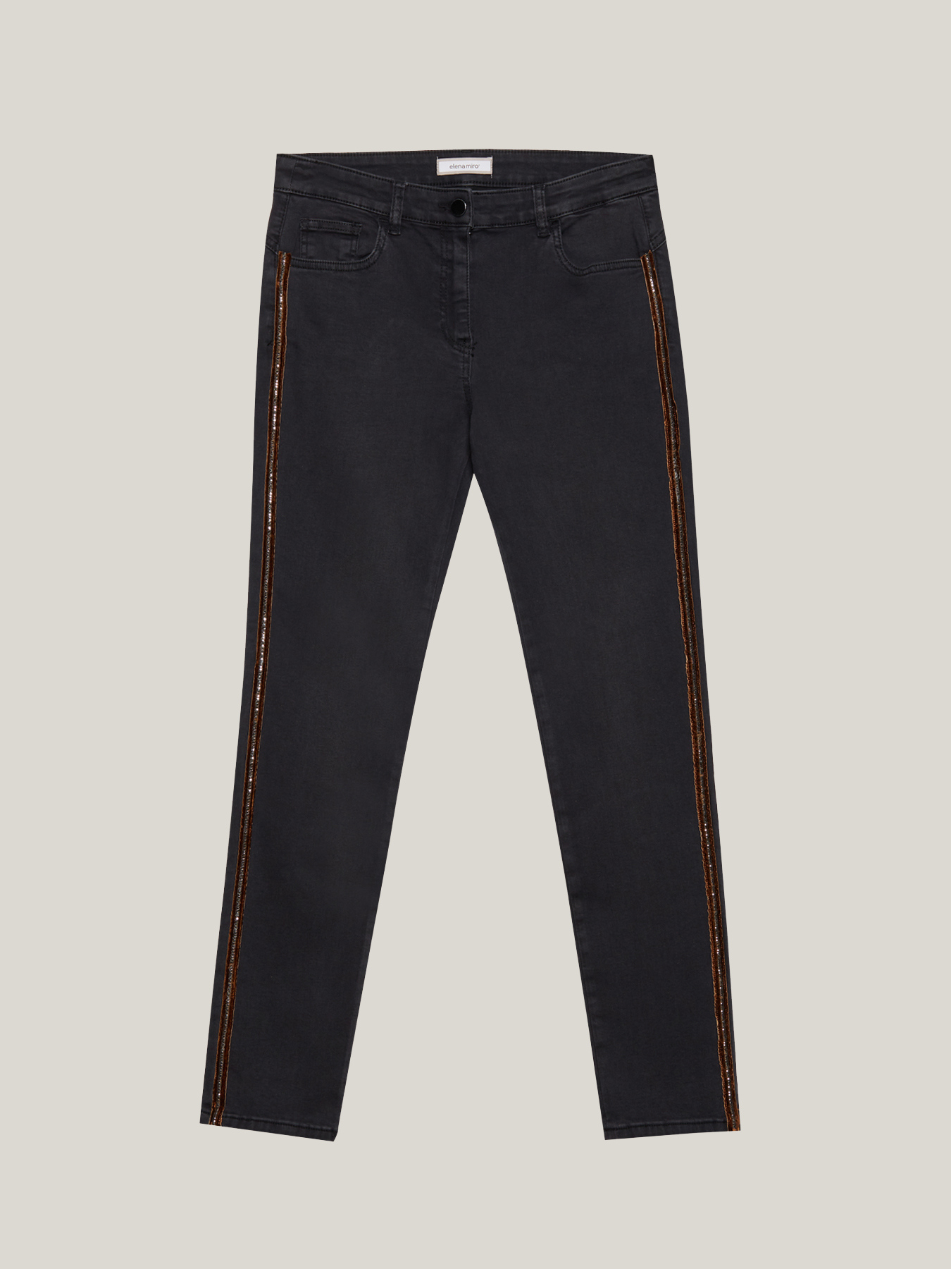 Vaqueros skinny con bordes de cristales image number 3