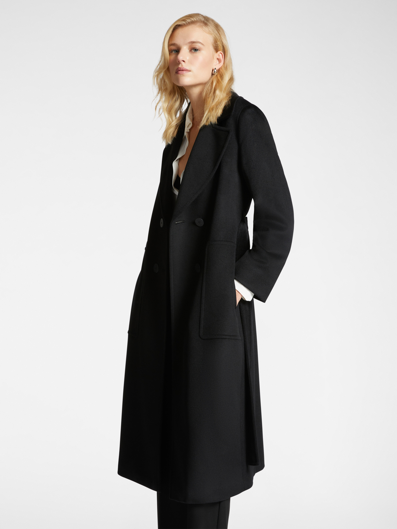 Luxury wool coat with belt image number 0