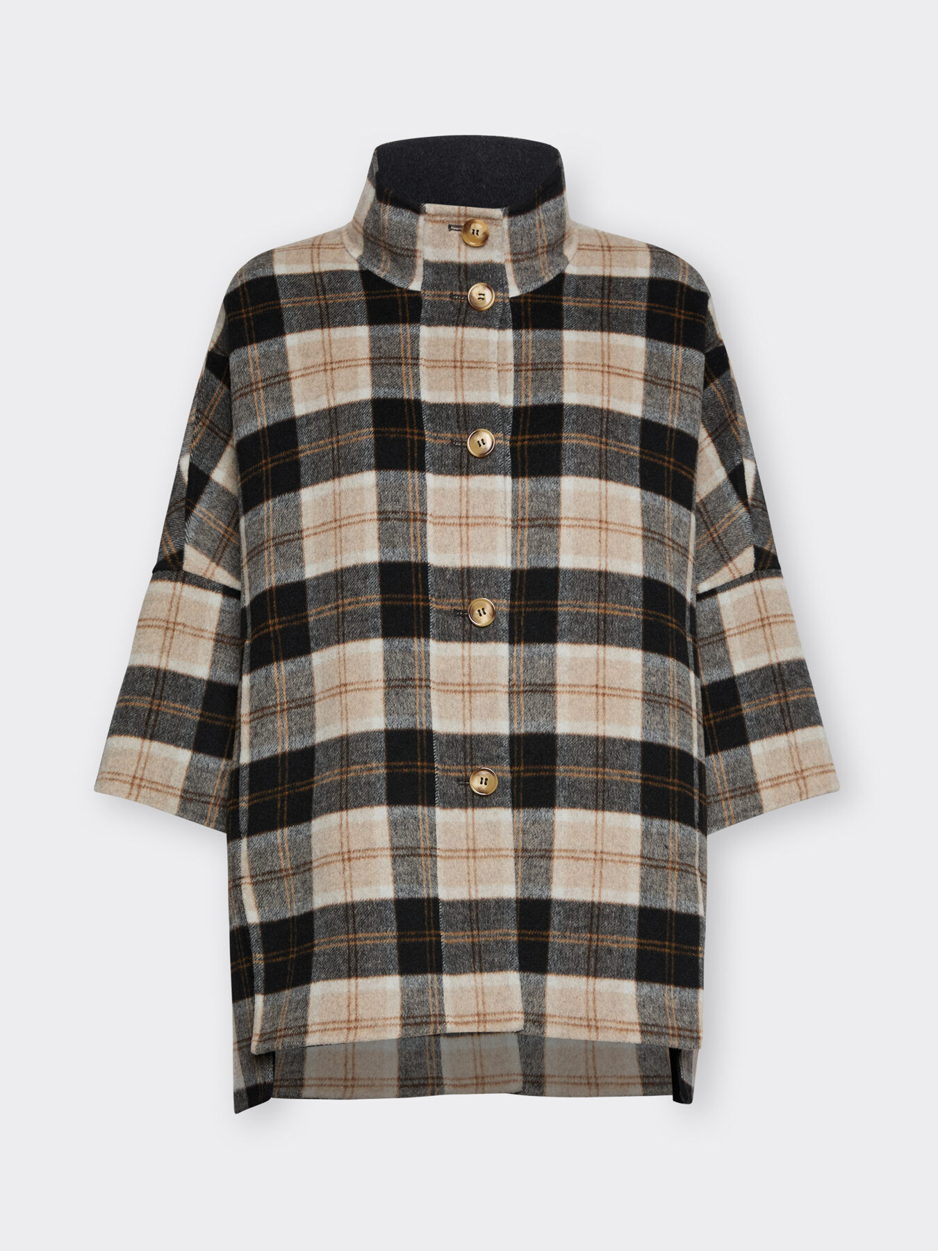 Wool-blend double check cape image number 4