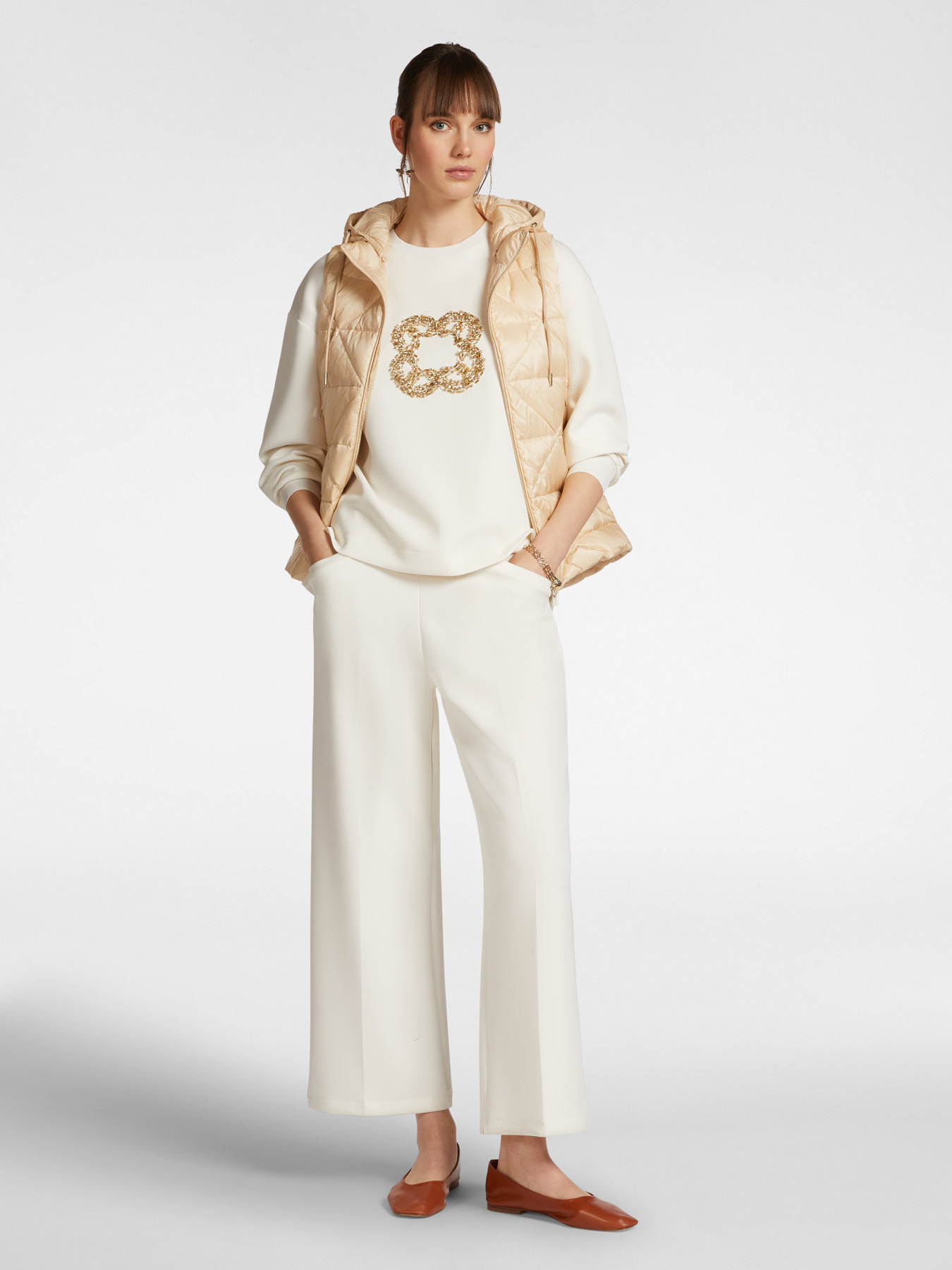 Pantalon pull on cropped en n&eacute;opr&egrave;ne l&eacute;ger image number 0