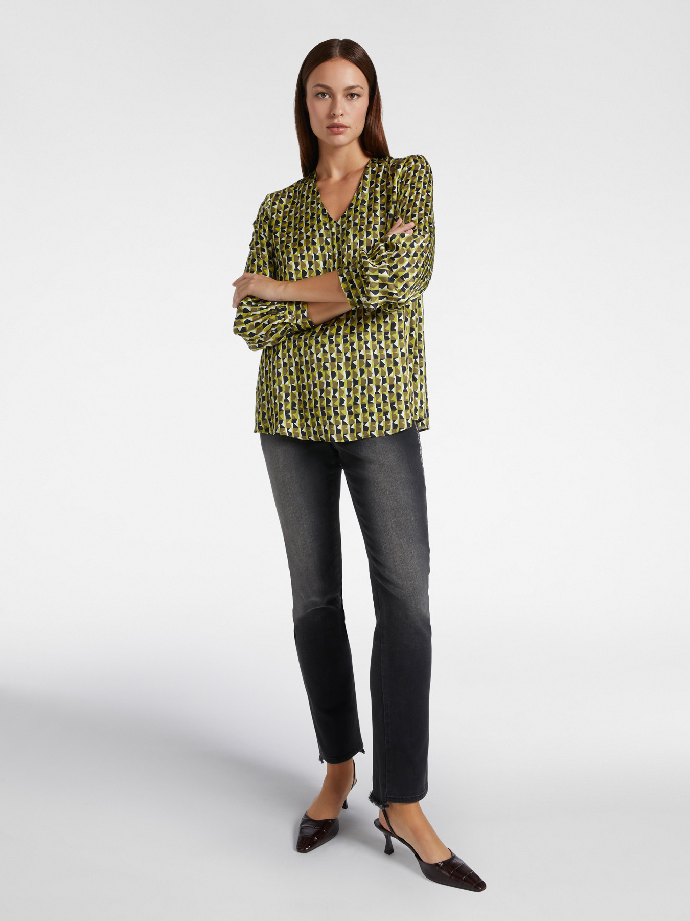 Blouse with optical print image number 2