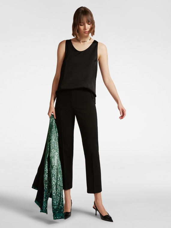 Elena Mirò - Pantaloni dritti in cady stretch Donna, Nero Taglia: 48