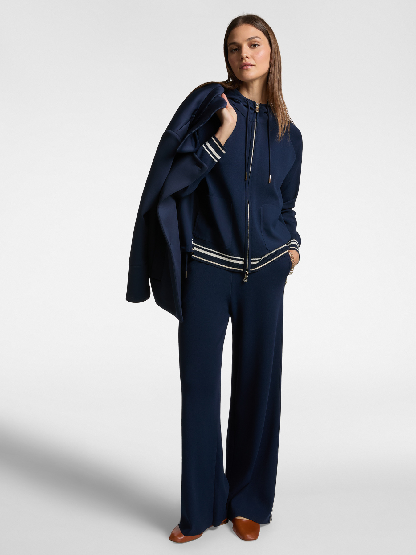 Knit trousers with striped trims image number 0