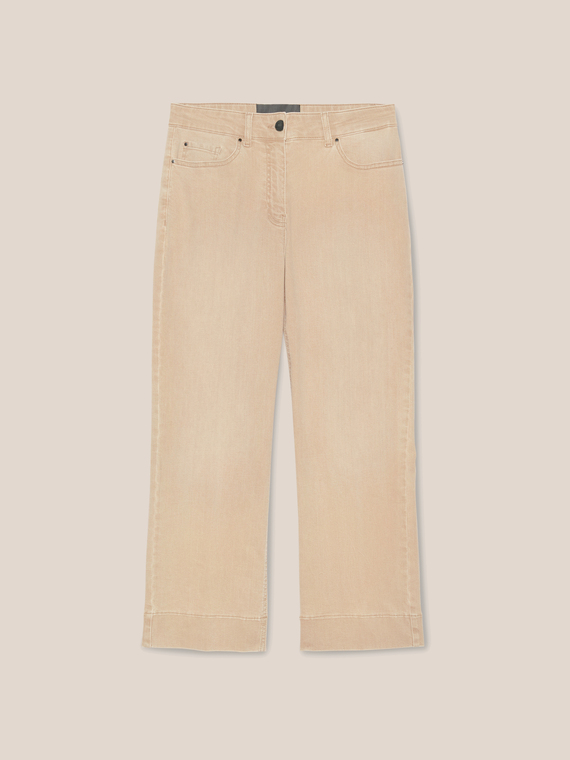 Stretch cotton cropped jeans