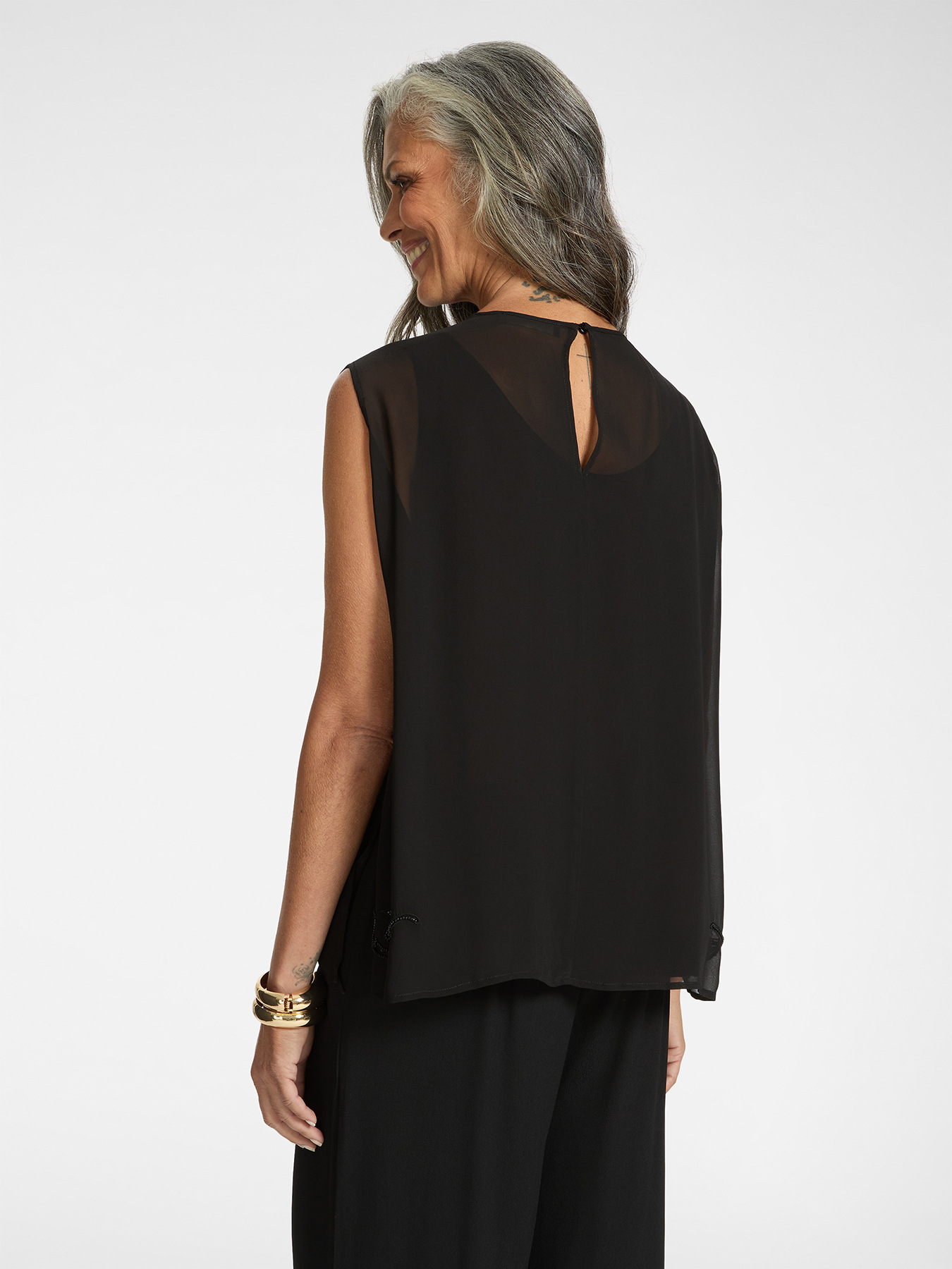 Perforated georgette blouse image number 1