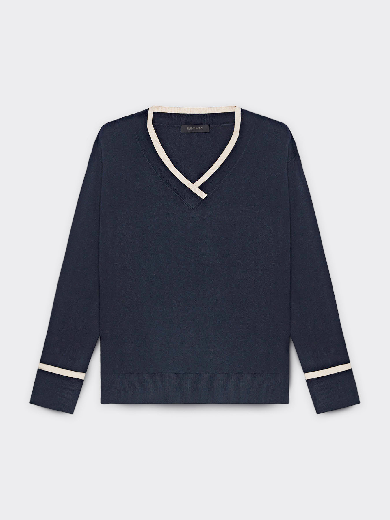 Pullover mit Bord&uuml;re in Kontrastfarbe image number 4