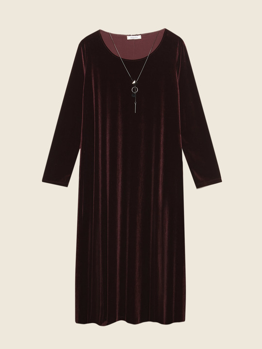 Elenamiro&nbsp;: Robe longue en velours avec collier Violet_1