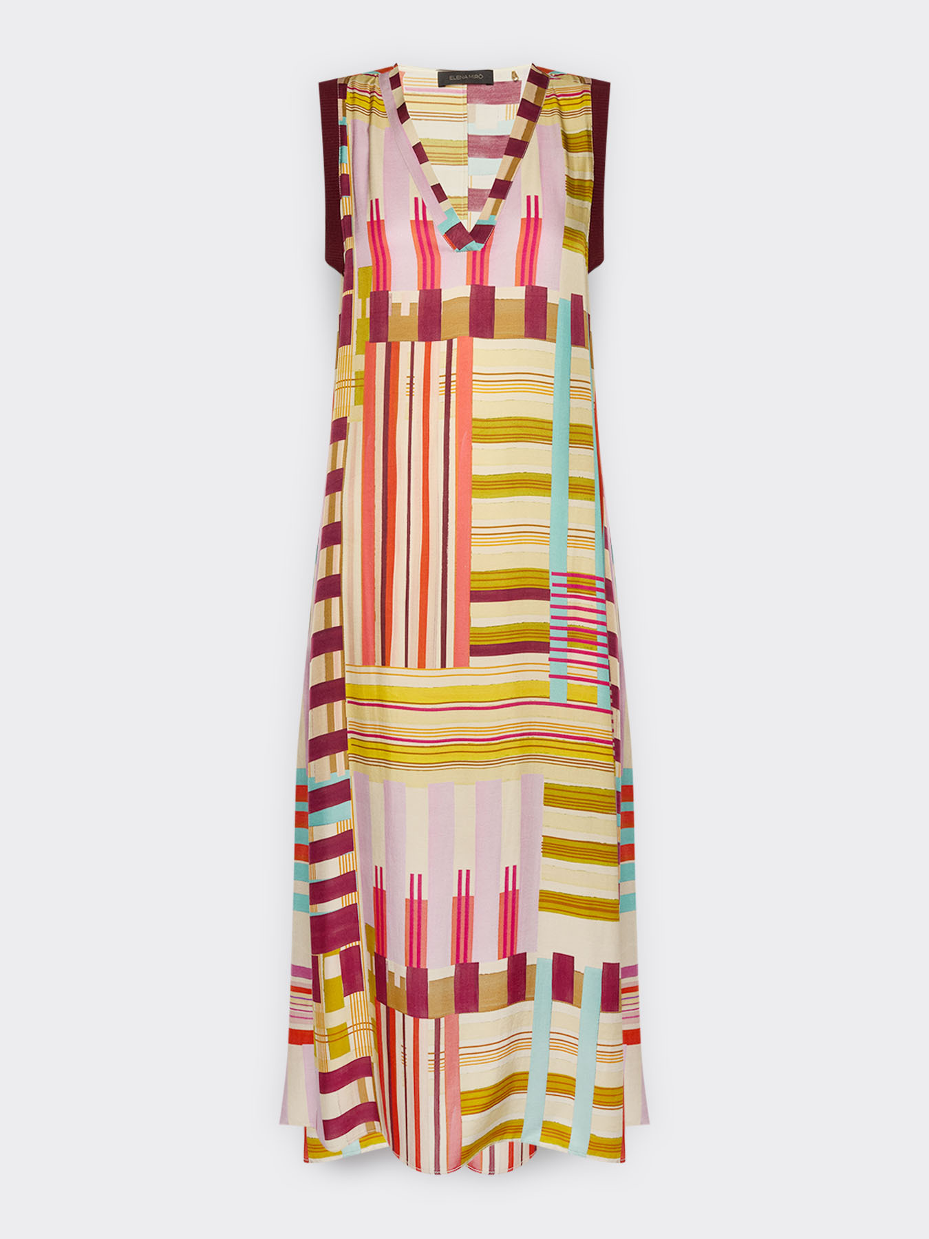 Long printed satin dress image number 4