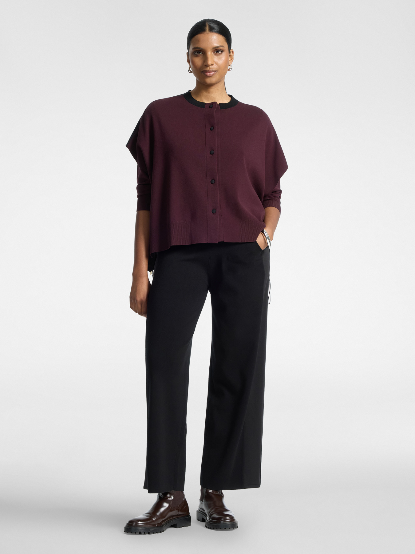 Zweifarbiger Boxy-Cardigan image number 2