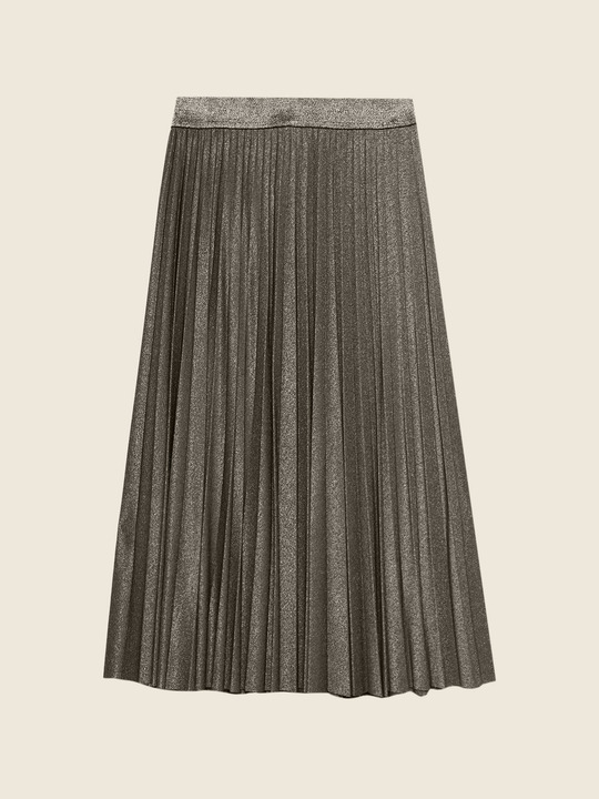 Elenamiro: Saia de lurex plissada Cinzento_1