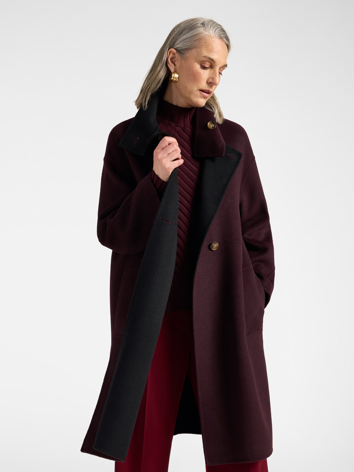 Manteau en double de laine m&eacute;lang&eacute;e image number 0