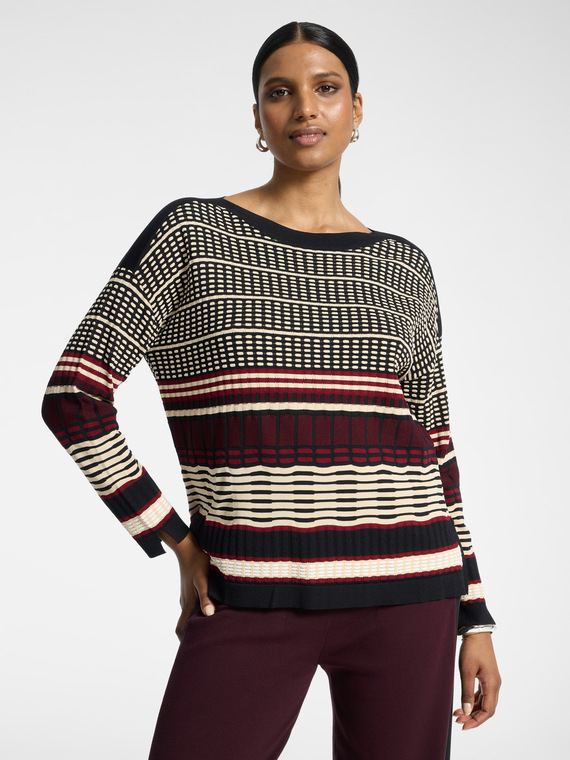 Jacquard-Strickpullover mit U-Boot-Ausschnitt