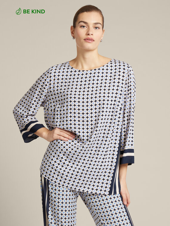 Bluse mit Streifen-Print aus ECOVERO™ Viskose