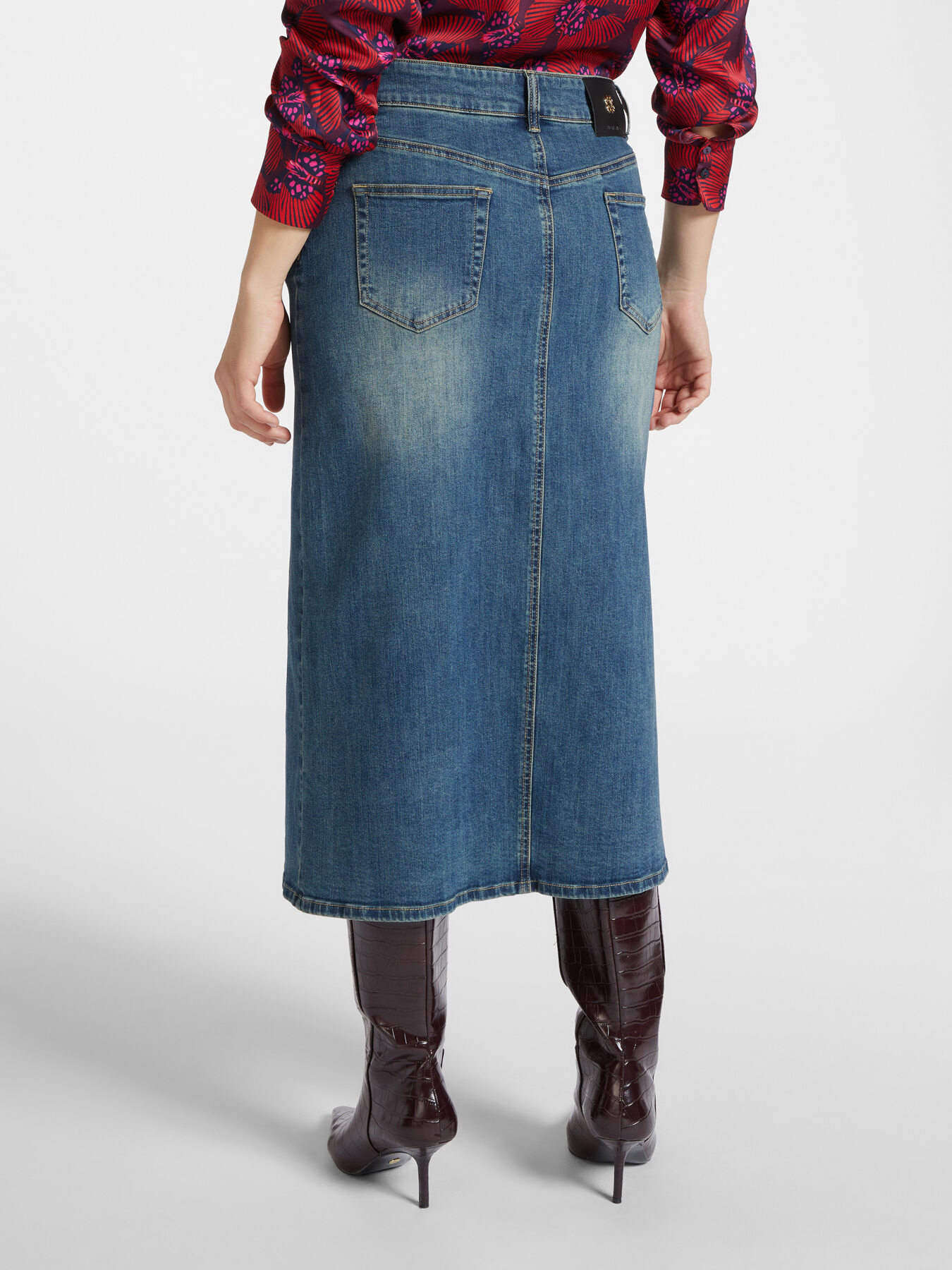 Denim skirt with slits image number 1