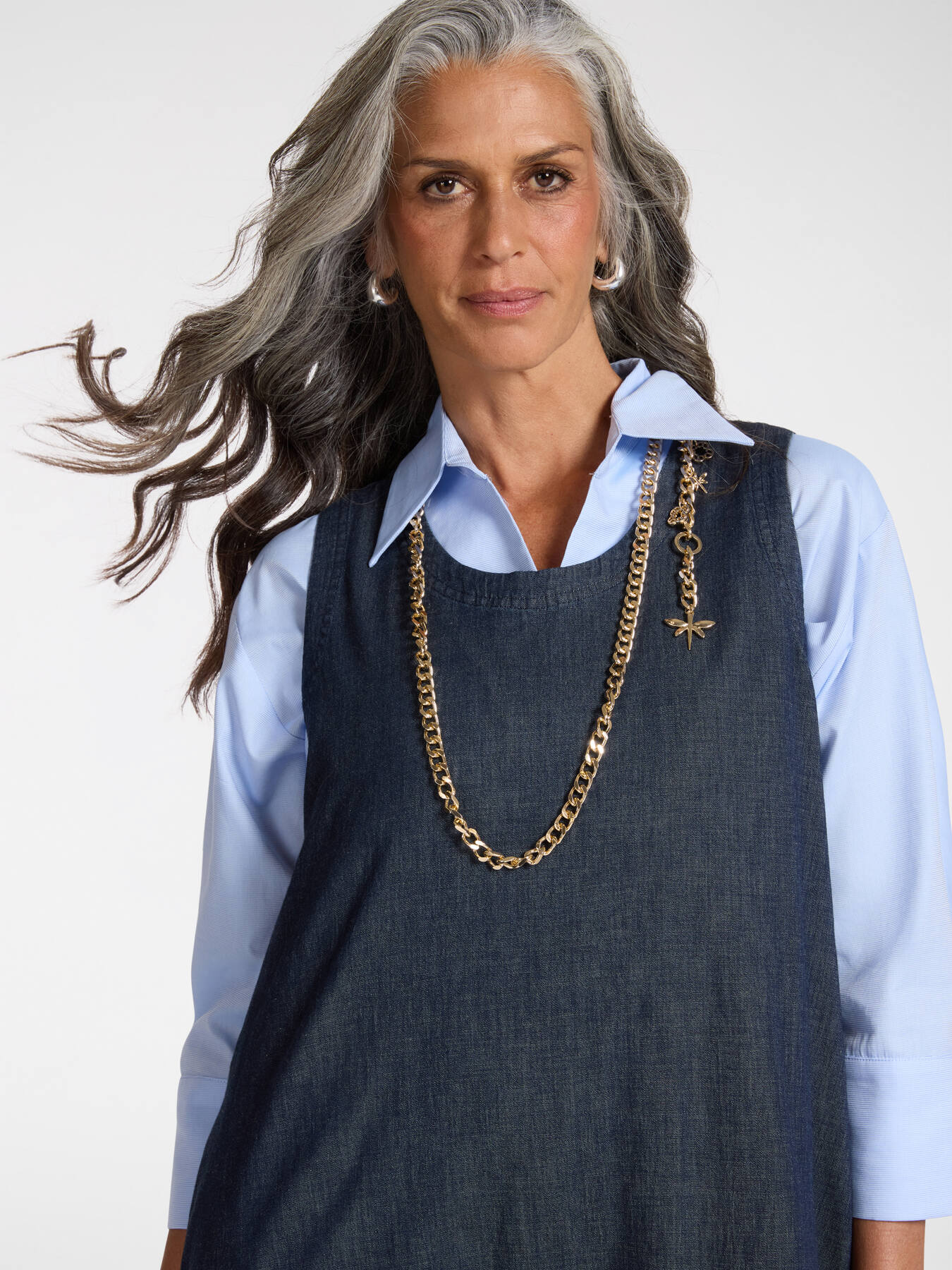 &Auml;rmelloses Chambray-Kleid image number 3