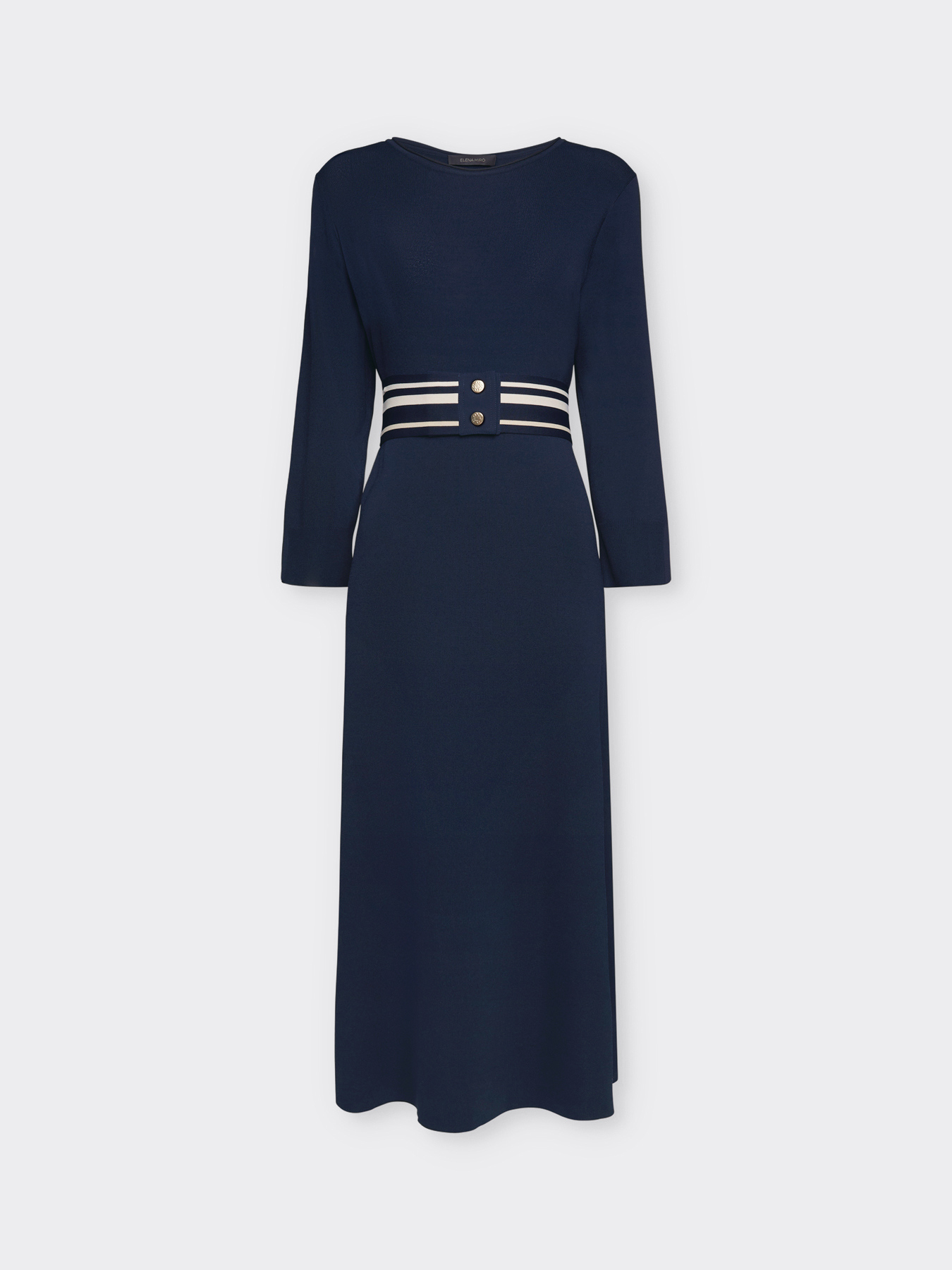 Tricot dress with striped belt image number 4