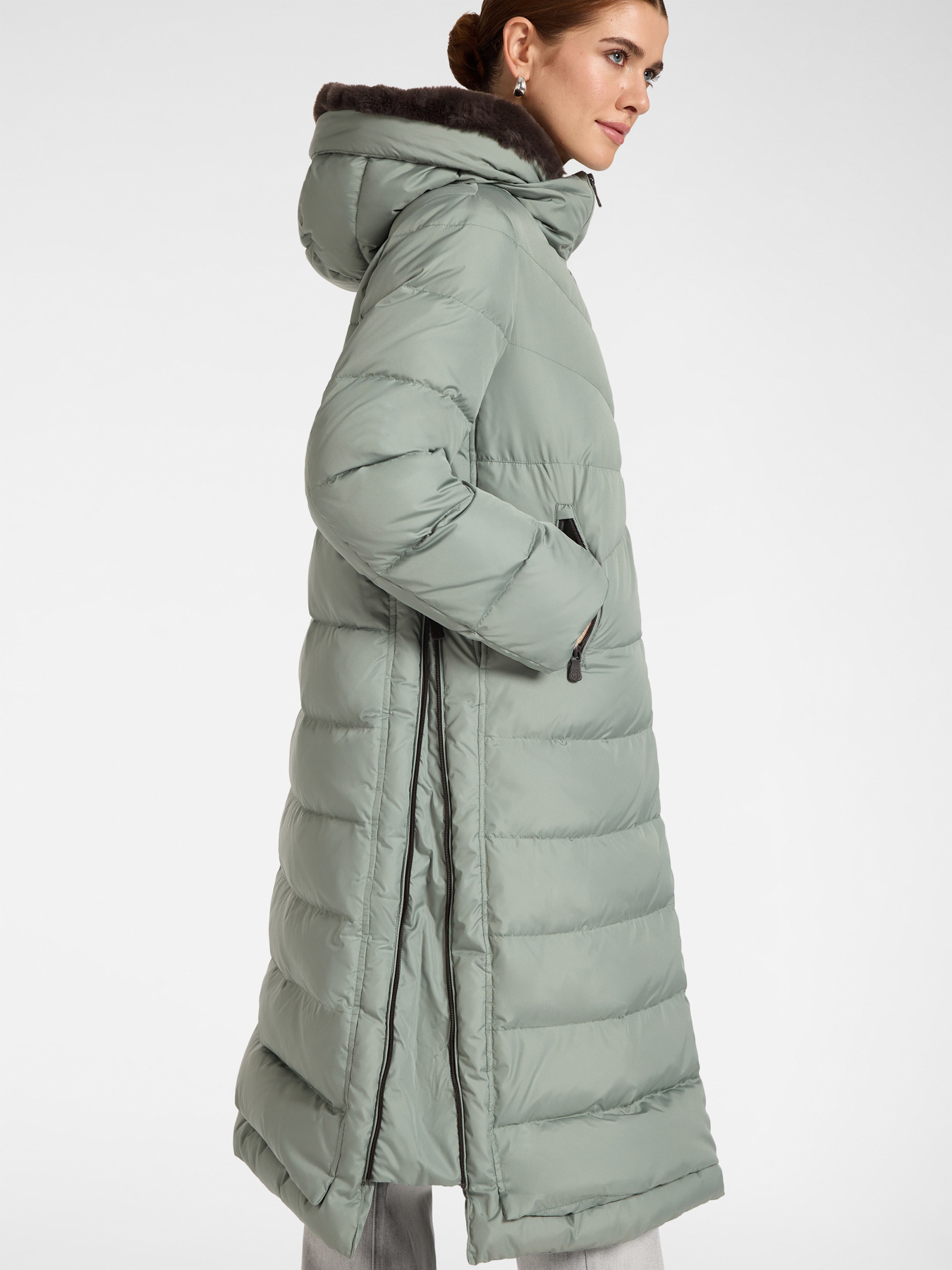 Long quilted nylon down jacket image number 3