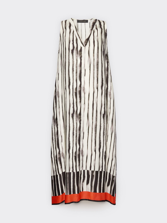 A-line printed satin dress