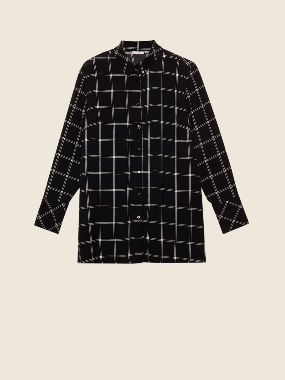 Elenamiro: Camisa larga con estampado de cuadros_8