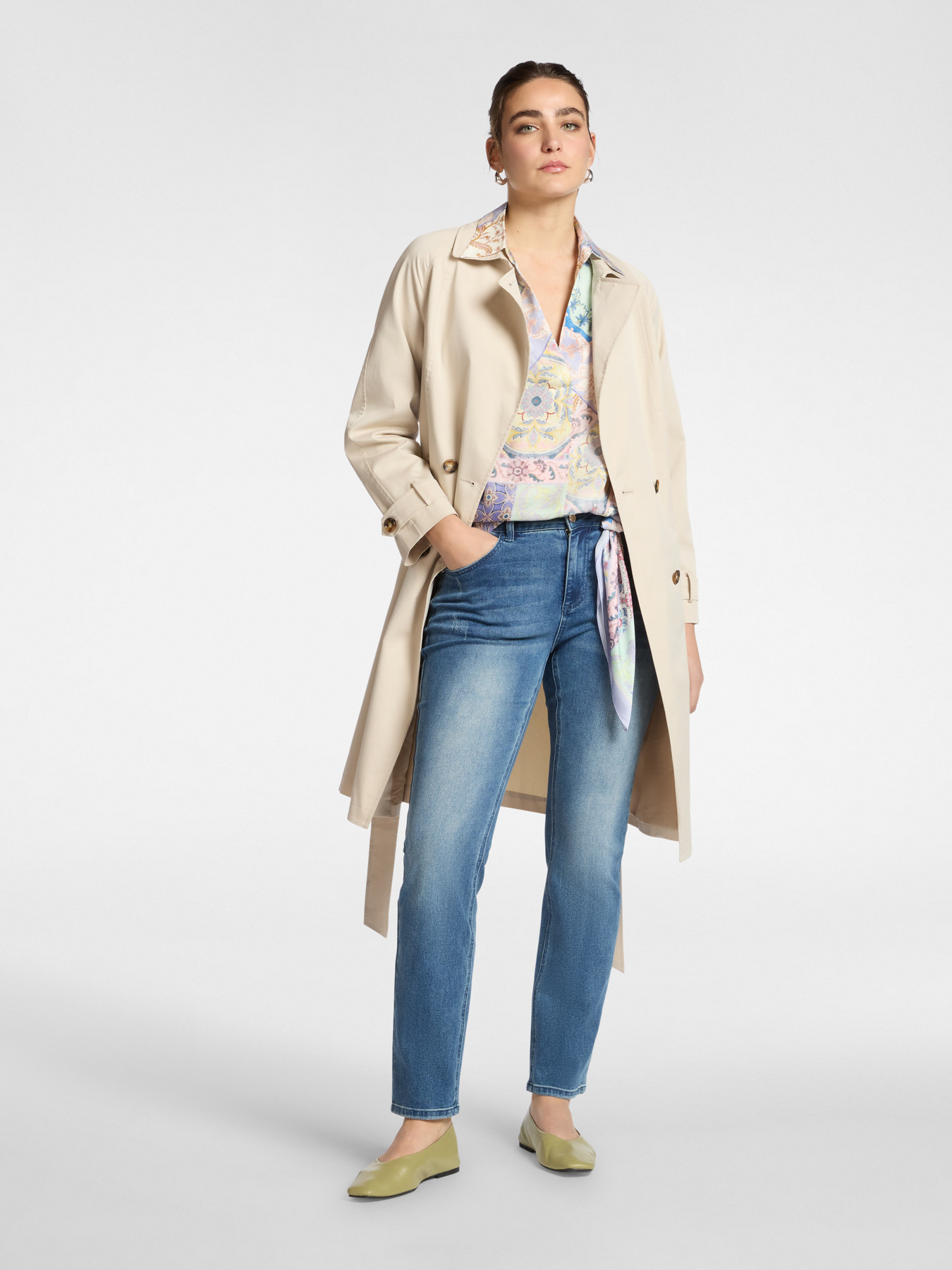 Double-breasted gabardine trench coat image number 2