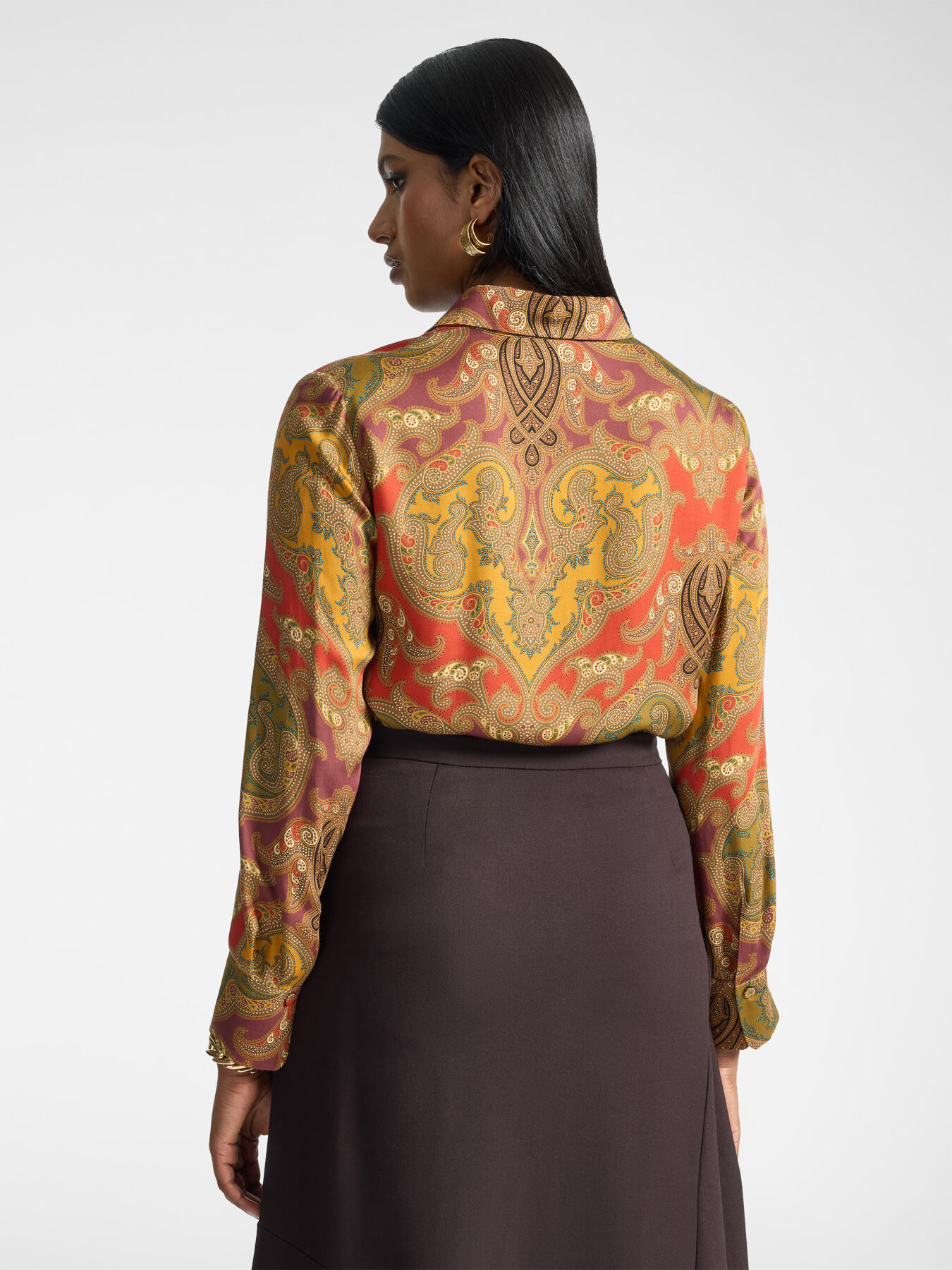 Camicia in raso stampata patchwork image number 1