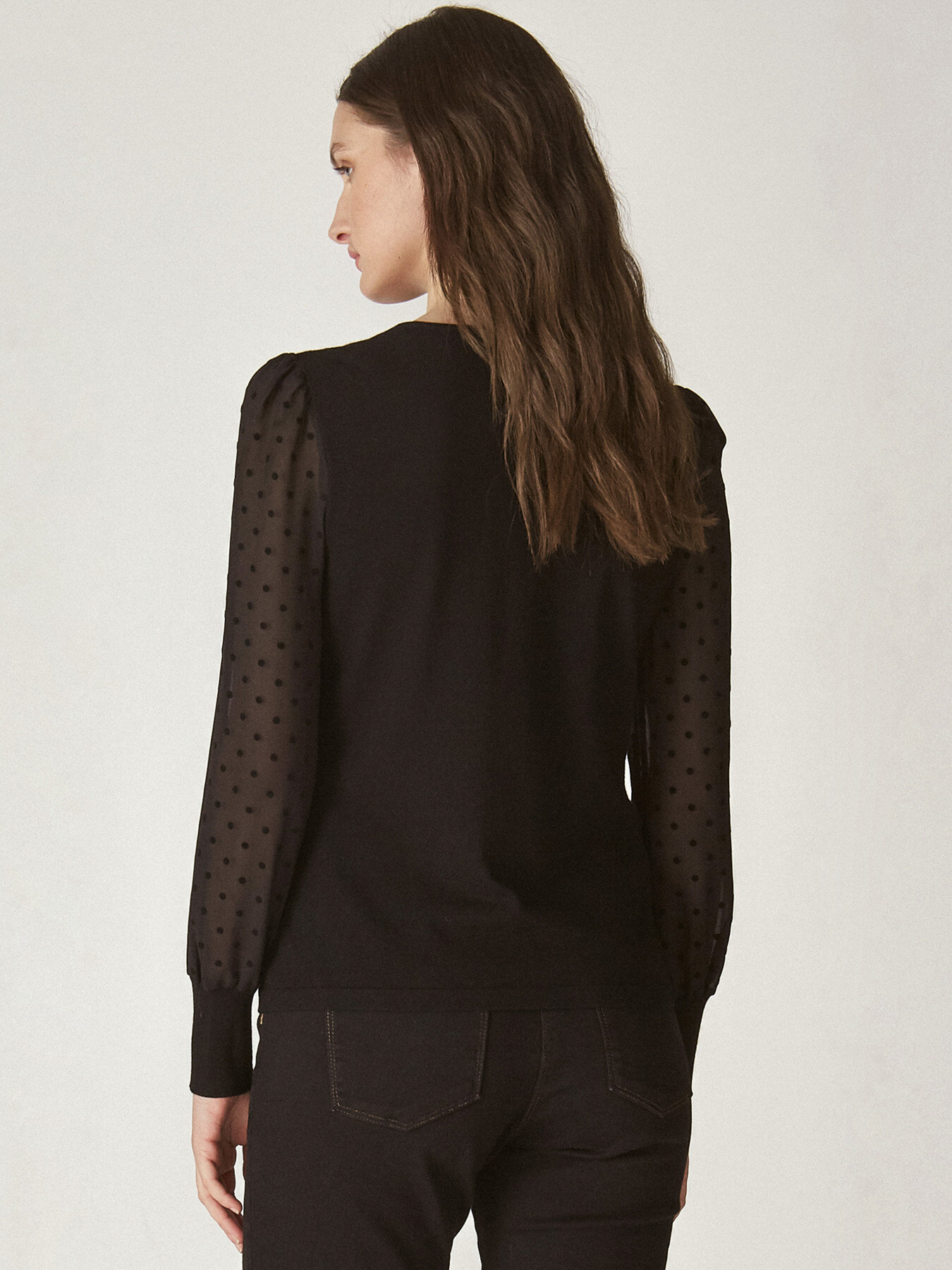 SWEATER WITH JACQUARD SLEEVES image number 1