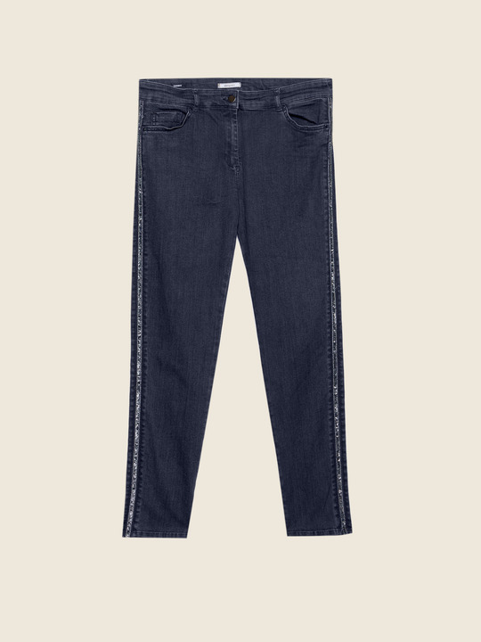 Elenamiro: Jeans skinny com bordas laterais Azul_1