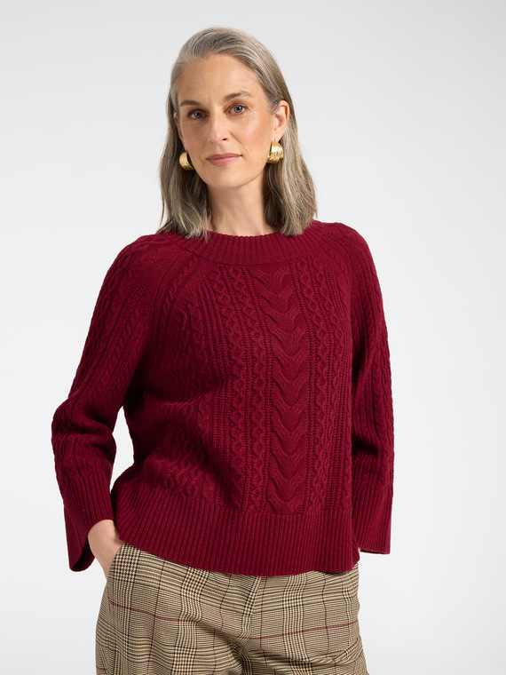 Maglia a trecce in pura lana