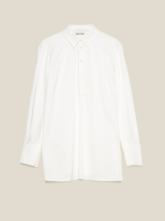 Elenamiro&nbsp;: Chemise en deux tissus Blanc_1