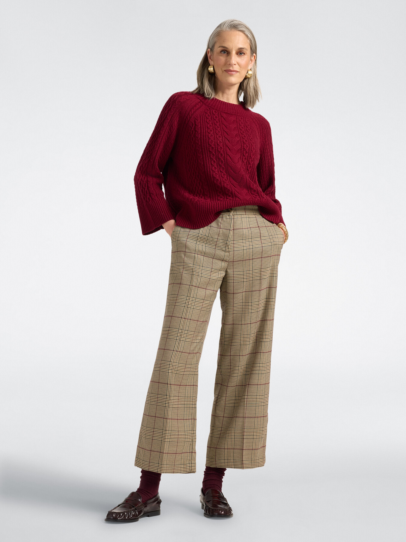 Zopfmuster-Pullover aus reiner Wolle image number 2