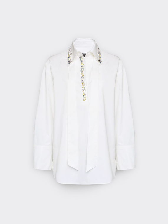 Camicia in popeline con cristalli