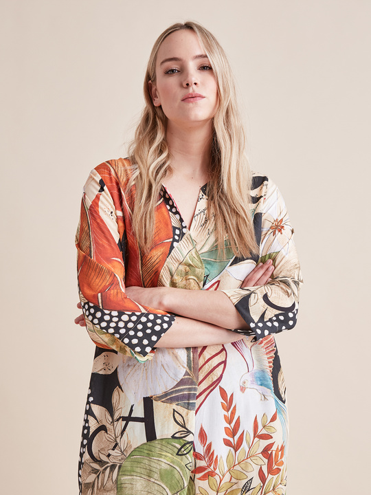 Elenamiro: Vestido estampado Bege_1