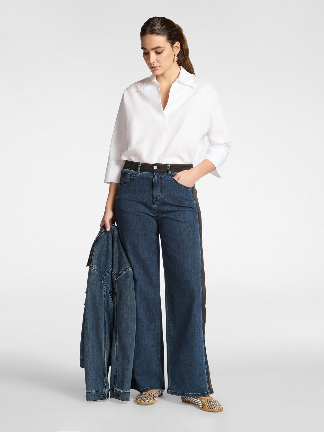 Three-quarter sleeve poplin shirt image number 2