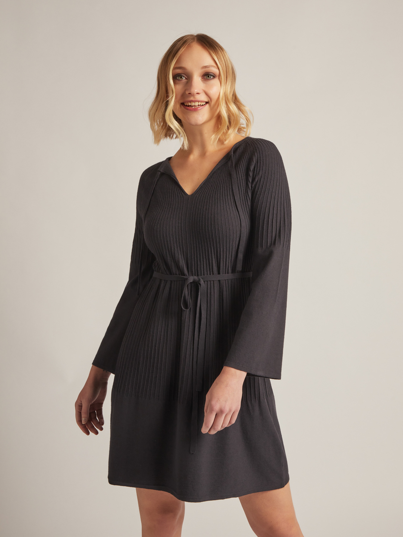 Robe Lagenlook Taille Plus - Viscose & Laine - Motif Géométrique - Poches - Fabriquée En Italie - 40 Pouces