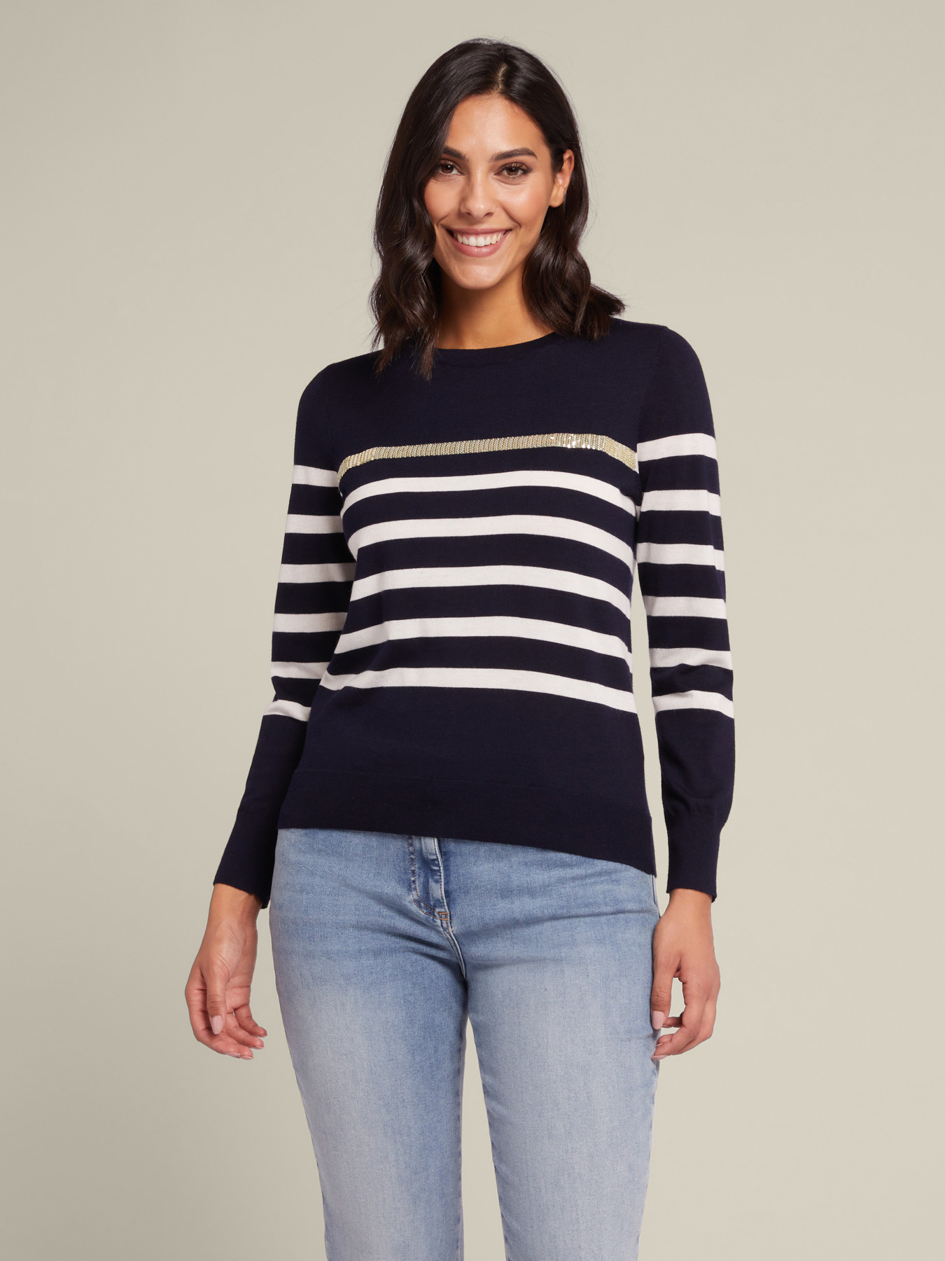 Pull a rayas de lana sostenible image number 0