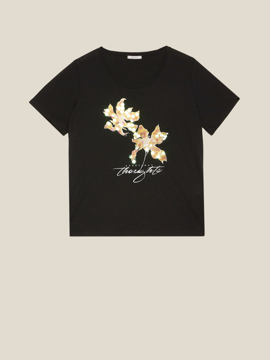 Elenamiro: T-shirt com estampa floral Preto_1