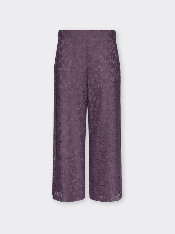 Pantaloni cropped in pizzo