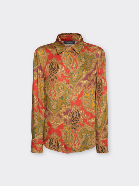 Camicia in raso stampata patchwork
