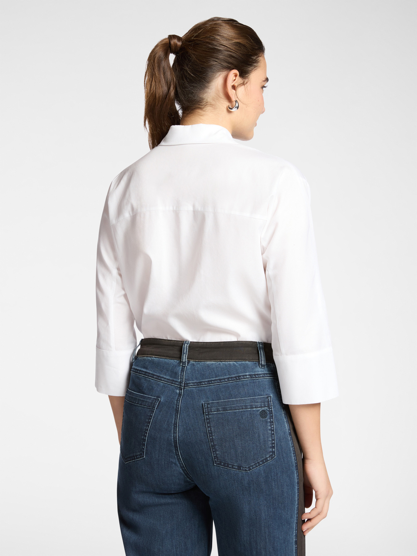 Chemise en popeline manches trois-quarts image number 1