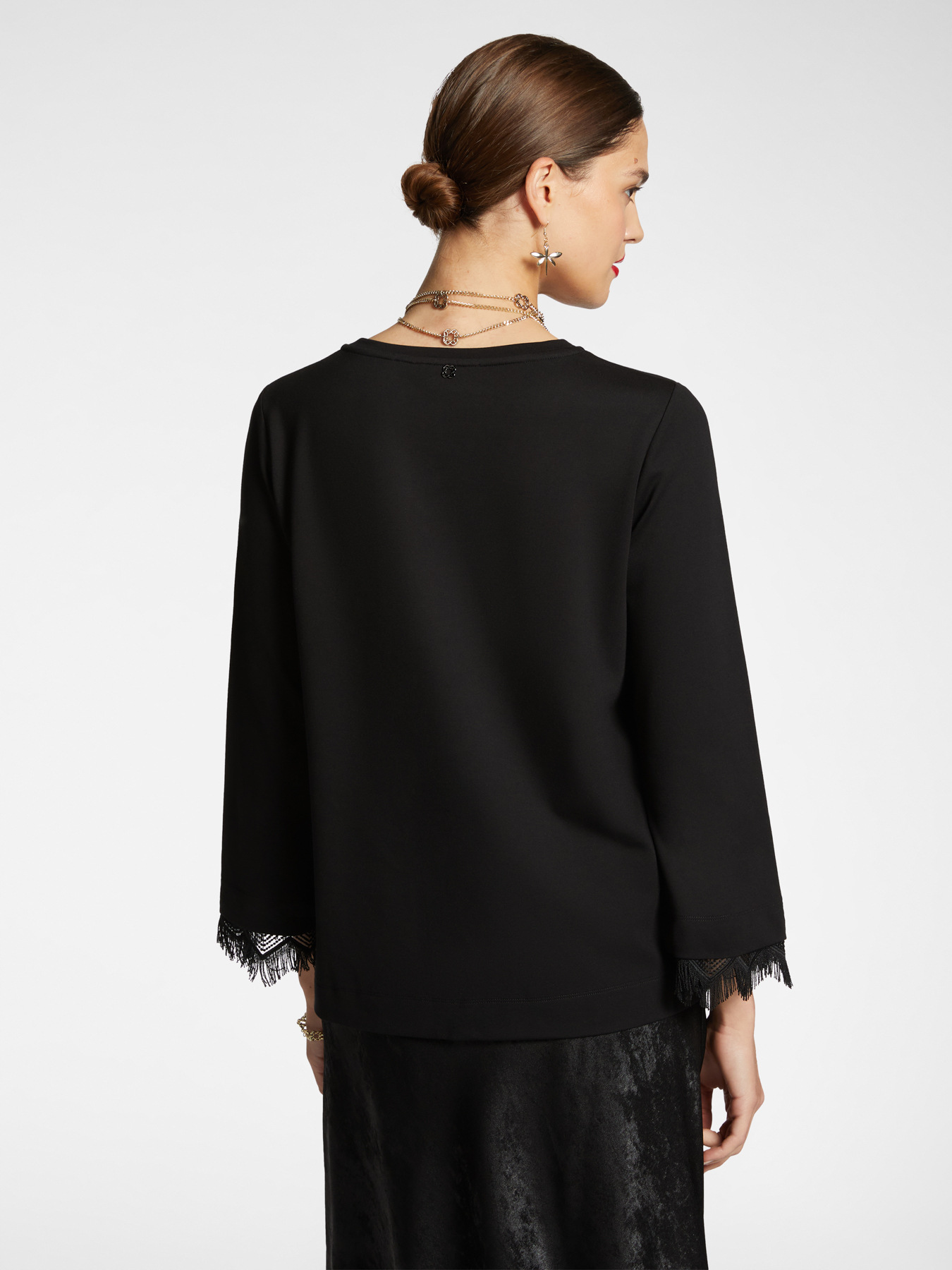 Elegant blouse with lace border image number 1