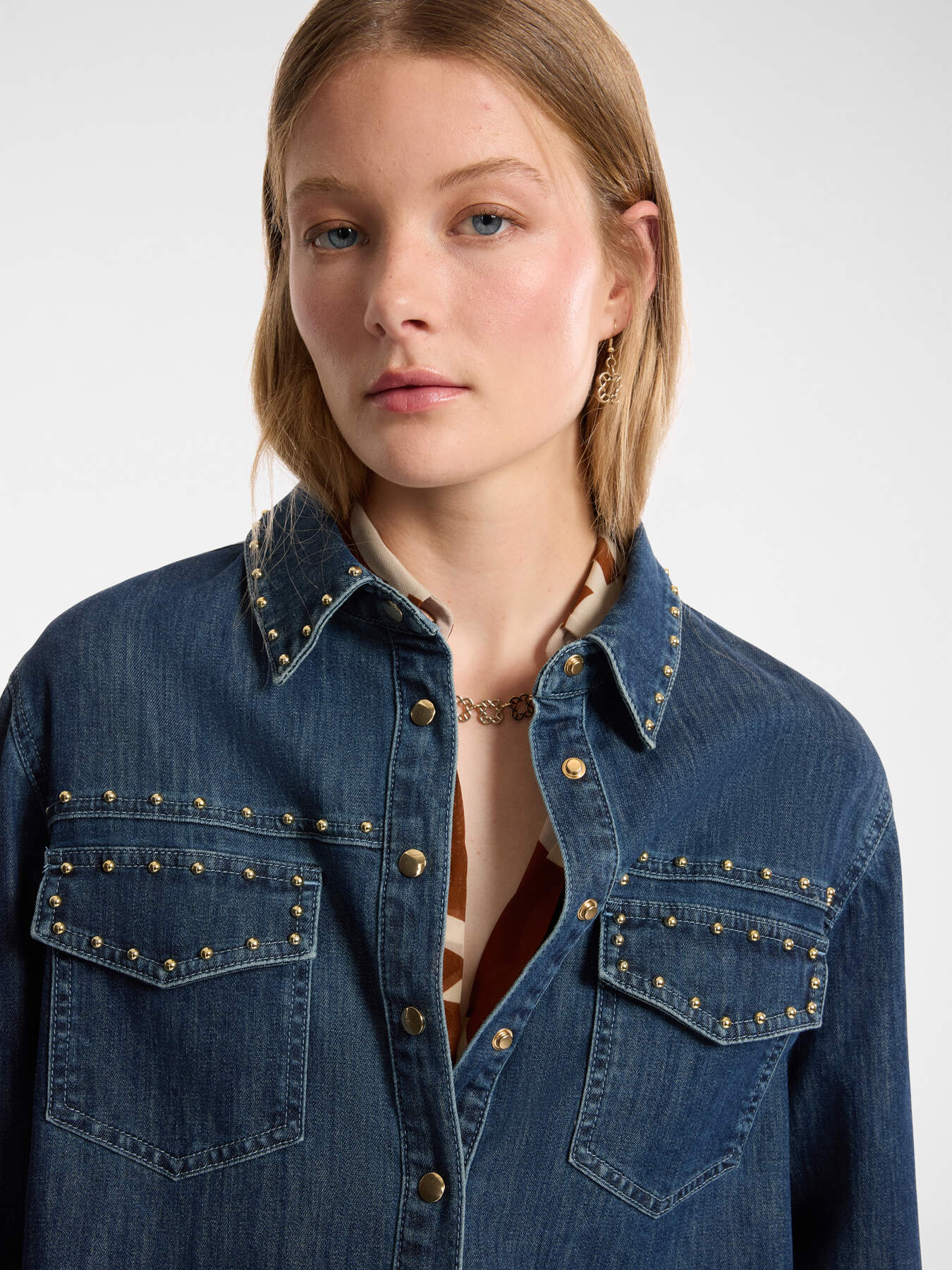 Denim shirt with studs image number 3